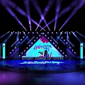 Gorgeous Stage With Purple And Blue Lights Display Screen For Event Performance 3d model