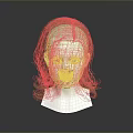 White Human Head Model With Brown Wavy Hair Wig Isolated On Dark Background