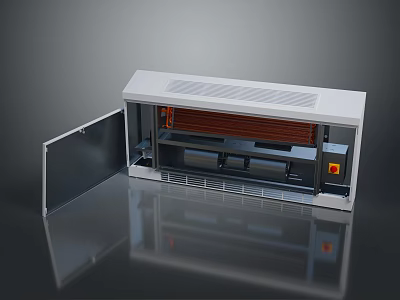 White Computer Case With Open Door And Internal Metal Components Structure 3d model