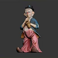 Colorful Clown Figurine With Blue Outfit Pink Pants And Black Hat Holding Horn