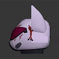 Futuristic Cat Ear Shaped Combat Helmet With Purple Visor And Red Accents
