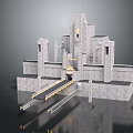 Ancient Architecture Stone Built Grand Structure Featuring Symmetric Towers and Majestic Entrance Design