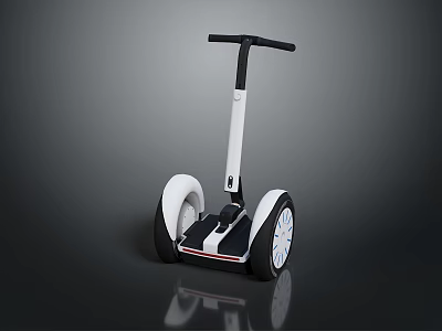 Modern Electric Hoverboard With Two Large Wheels Handlebar And Sleek Design 3d model