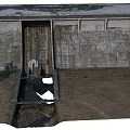 Waterfront Landscape Featuring Dam Structure Flowing Water And Concrete Retaining Walls
