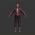 Cartoon Style 3D Character With Red Hair Colorful Jacket Yellow Top And White Shoes
