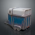 Old Style Blue White Trailer With Two Wheels For Transport Use 3d model