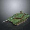 Green Military Tank With Armored Design Long Gun Barrel And Metal Tracks