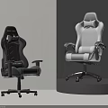 Modern Black And Gray White Leather Gaming Chairs With Armrests And Wheels