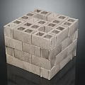 Grey Concrete Block Cube Structure With Square Holes And Stacked Design 3d model