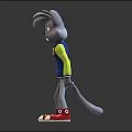 Cartoon Character Doll Front And Back View Blue Vest With T Yellow Sleeves Red Shoes