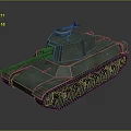 Green Military Tank 3D Render Model With Turret Tracks And Cannon