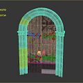 Classic Vintage Architectural Arch Wooden Door With Ornate Ironwork Design
