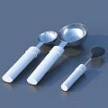 Household Kitchen Utensils Metal Spoons With White Handles In Various Sizes