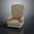 Classic Beige Fabric Armchair With High Back And Wooden Legs Design