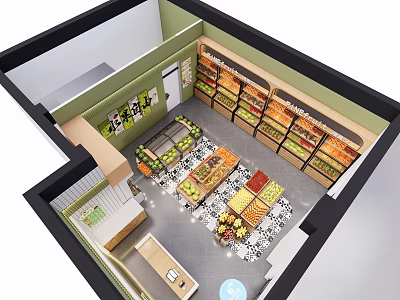 Fruit Store High-end Fruit Store Vegetable and Fruit Store Wholesale Market Vegetable Market Chain Import Fruit Green Organic Ecology 3d model