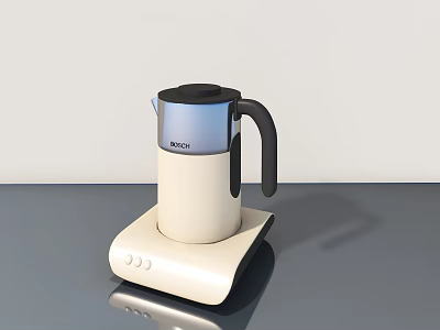 Intelligent Electric Kettle on White Base with Control Buttons and Modern Design 3d model