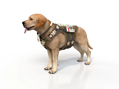 Realistic Labrador Dog Sculpture With Detailed Vest Carving And Lifelike Features 3d model