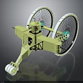 Yellow Military Vehicle With Large Wheels And Mechanical 3D Model Design