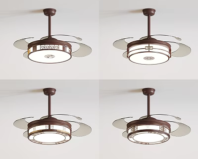 New Chinese-style ceiling fan lamp invisible fan lamp 3d model