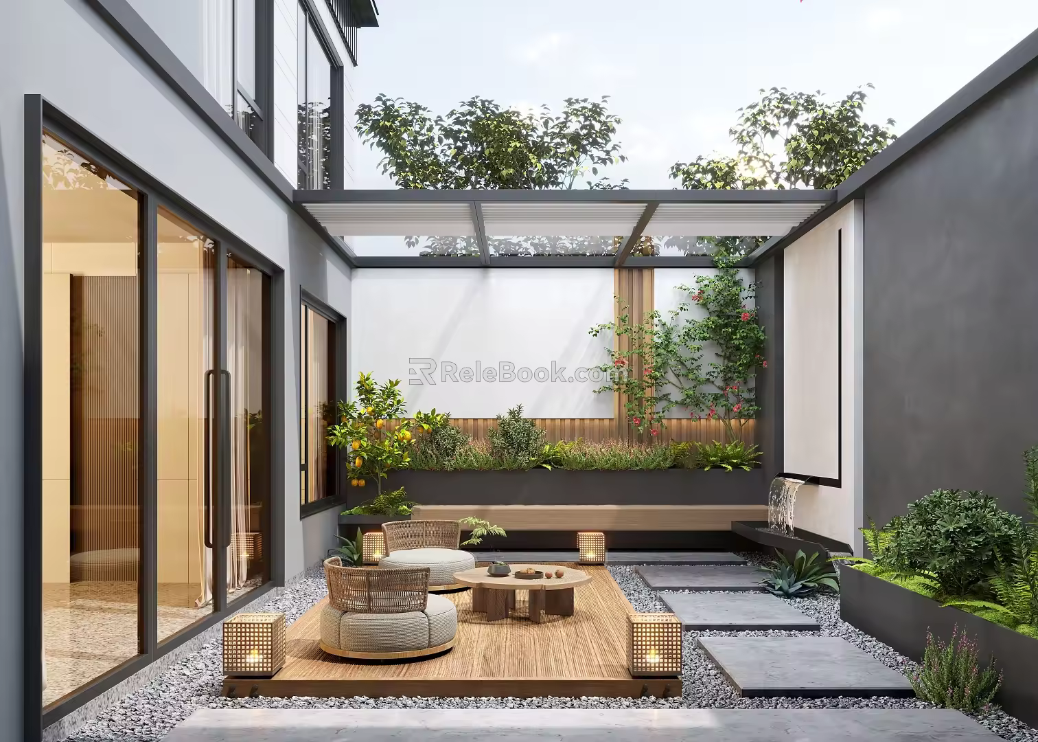 Modern courtyard landscape 3d model