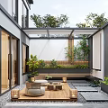 Modern courtyard landscape 3d model