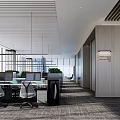 Modern Public Office Space With Open Layout Desks Computers Green Plants And Large Windows