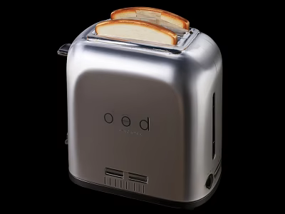 Silver Toaster With Toasted Bread Slices Modern Kitchen Appliance Design 3d model