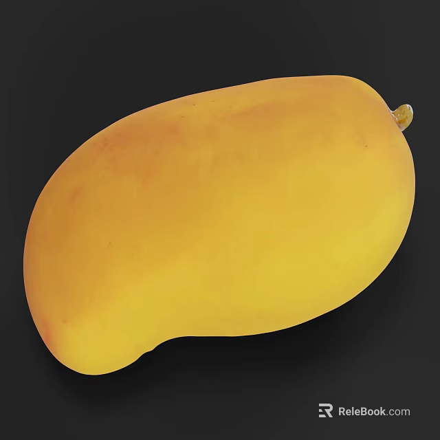 Fresh Ripe Yellow Mango with Smooth Skin and Juicy Flesh on Black Background 3d model 