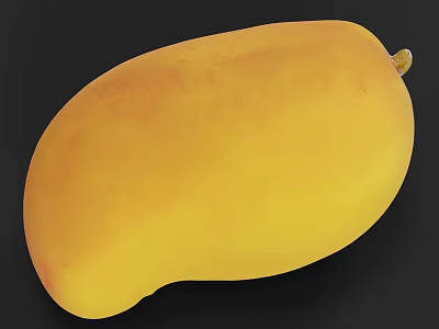 Fresh Ripe Yellow Mango with Smooth Skin and Juicy Flesh on Black Background 3d model