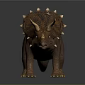 Realistic 3D Triceratops Dinosaur Character Model With Horned Head Spiked Frill And Detailed Skin