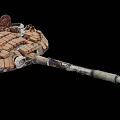 Rusted Tank Weapon Components With Metal Armor Bricks And Mechanical Parts 3d model