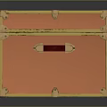Vintage Orange Storage Trunk With Gold Latches And Decorative Metal Trim