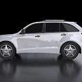 White SUV Car With Shiny Exterior Silver Wheels And Side View Reflection