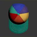 Stylish Multicolored Baseball Cap With Red Yellow Purple Green Sections For Daily Use