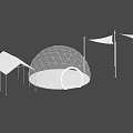 Colorful Outdoor Tents And Canopies Including Dome Structure And Blue White Designs