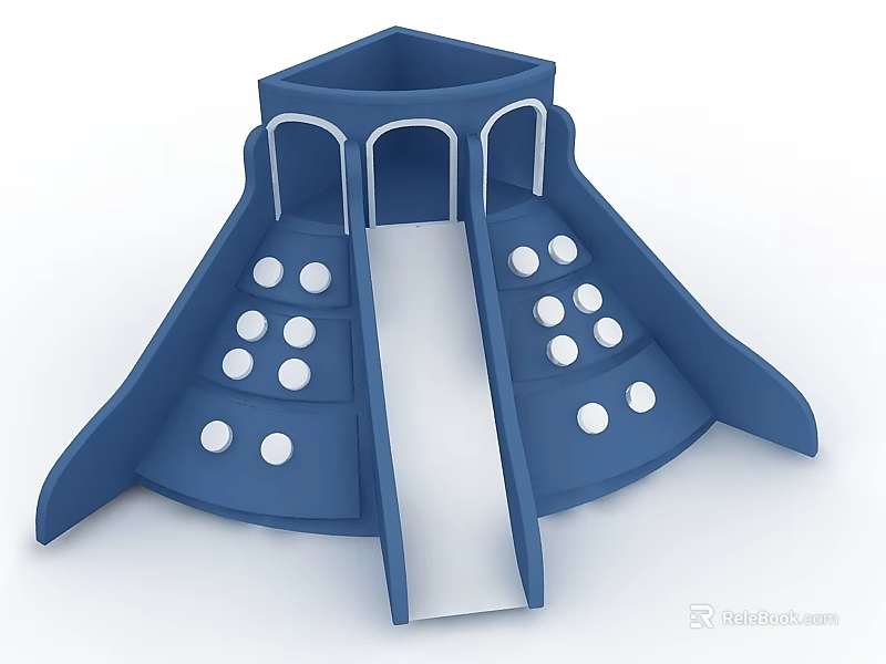 Blue Swing Door Design Featuring Round Decorative Accents And Smooth Finish 3d model