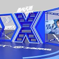 Snow Beer Super X Interactive Zone With Blue Lighting And X Shaped Structure 3d model