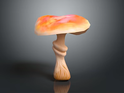 Fresh Vegetable Mushroom With Orange Pink Gradient Cap And Twisted Stem On Dark Background 3d model