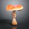 Fresh Vegetable Mushroom With Orange Pink Gradient Cap And Twisted Stem On Dark Background