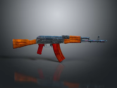 Classic Assault Rifle Weapon Featuring Wooden Stock Grip And Metal Components 3d model