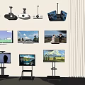 Modern Projector Curtain Stand TV 3d model
