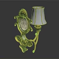 Classic Golden Decorative Wall Lamp With Beige Fabric Shade And Ornate Design
