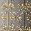 Elegant Decorative Partition With Intricate Golden Floral Patterns On Gray Background 3d model