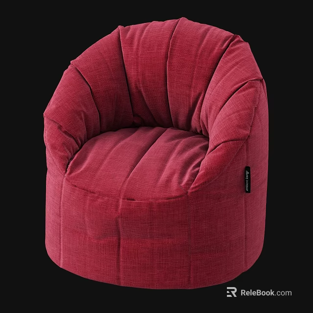 Red Velvet Bean Bag Chair Comfortable Cozy Design For Living Room Use 3d model 
