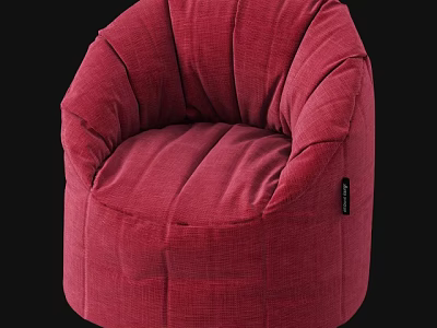 Red Velvet Bean Bag Chair Comfortable Cozy Design For Living Room Use 3d model