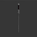 Ancient Metal Sword With Decorative Hilt Engraved Blade And Reflective Surface On Gray Background