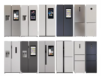 Modern Refrigerators and Freezers in Various Styles Colors and Designs for Home Use 3d model