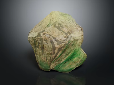 Natural Wood Stone Decorative Piece With Green Beige Color And Unique Texture 3d model