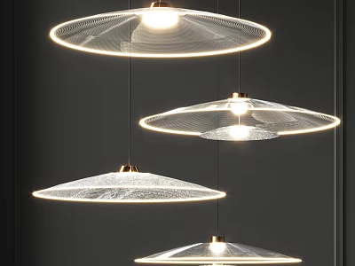 Modern Transparent Pendant Lights With Layered Design And Soft Warm Illumination 3d model