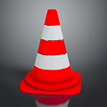Red And White Striped Traffic Cone With Sturdy Red Base And Clear Visibility